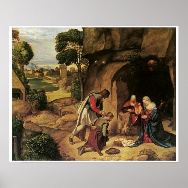 Affiches L'Adoration des Bergers, Giorgione (Devant)