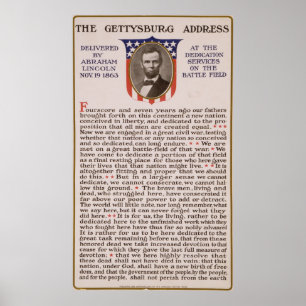 Affiches L'adresse de Gettysburg par Abraham Lincoln 1863