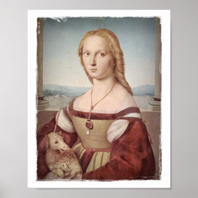 Affiches Lady avec une licorne (Devant)