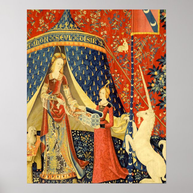 Affiches Lady et l'art de la Tapisserie médiévale Unicorn (Devant)
