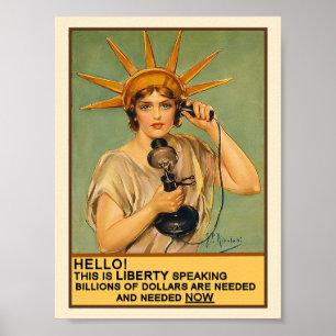 Affiches Lady Liberty au téléphone