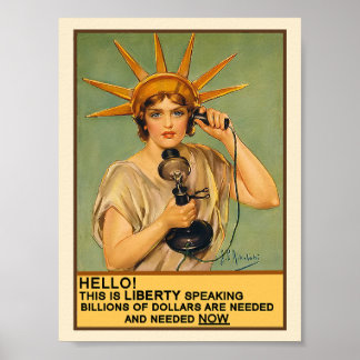 Affiches Lady Liberty au téléphone