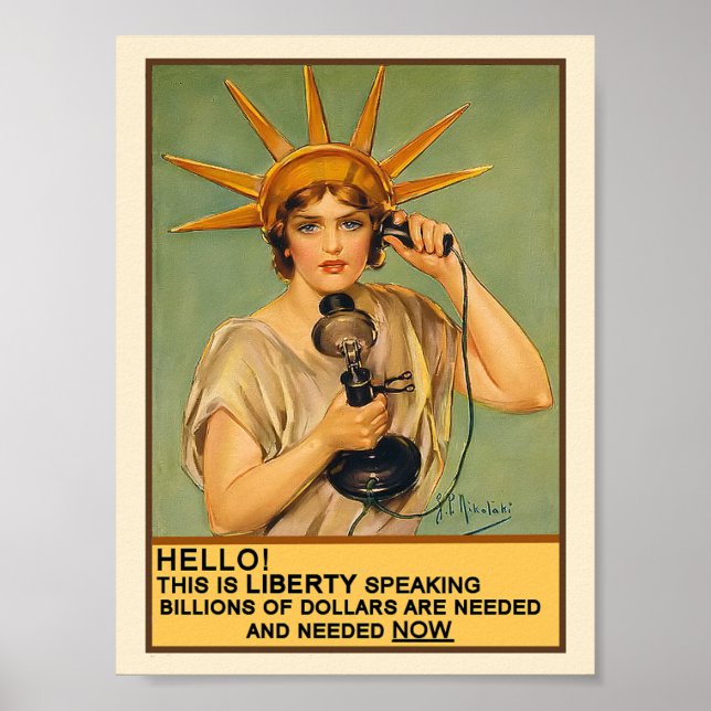 Affiches Lady Liberty au téléphone (Devant)