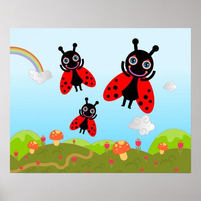 Affiches Ladybug et champignons (Devant)