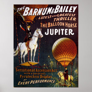 Affiches L'affiche de cirque de Jupiter de cheval de ballon
