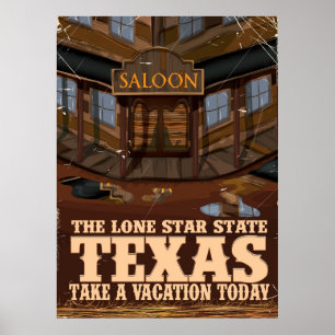 Affiches L'affiche de voyage de Texas 'L'état d'étoile soli