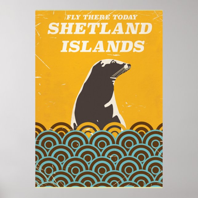 Affiches L'affiche de voyage vintage des îles Shetland (Devant)