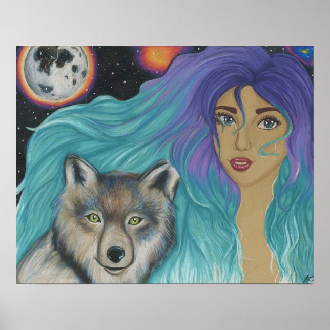 Affiches L'affiche d'une fille et son loup (Devant)