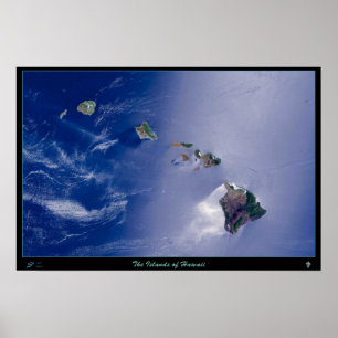 Affiches L'affiche satellite des îles d'Hawaï