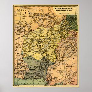 Affiches L'Afghanistan et la carte environnante de pays