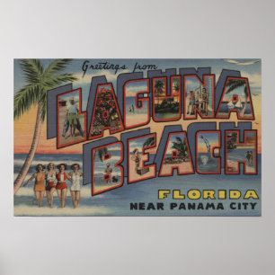 Affiches Laguna Beach, Floride - Scènes aux grandes lettres