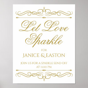 Affiches Laisser l'amour scintiller Gold Swirl Calligraph
