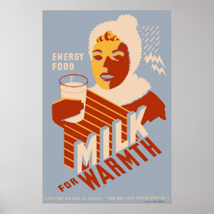 Affiches Lait - pour la nourriture d'énergie de chaleur
