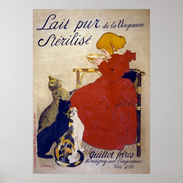 Affiches Lait pur sylisé de la Vingeanne, Steinlen (Devant)