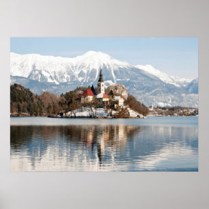 Affiches Lake Bled in winter, Slovenia