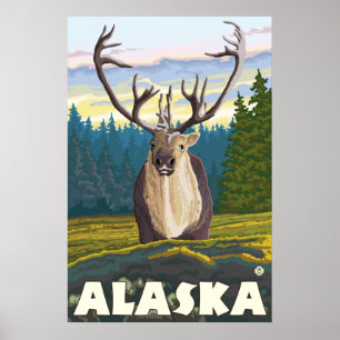 Affiches L'Alaska - caribou dans le sauvage