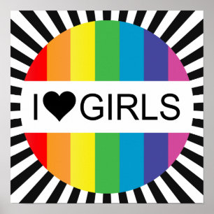 Affiches l'amour arc-en-ciel. j'aime les filles.