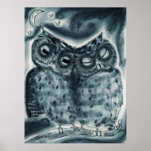 Affiches l'amour du hibou de la nuit