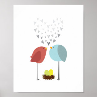 Affiches L'Amour Du Nid D'Oiseaux. Jumeaux. Décor de pépini