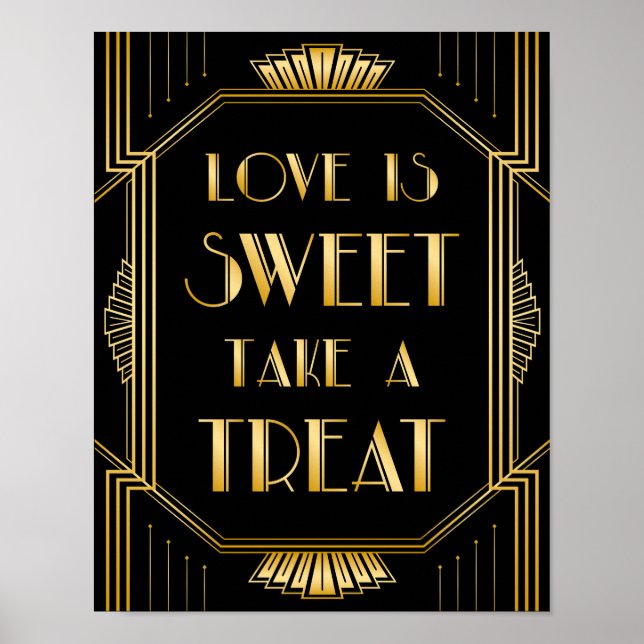 Affiches L'amour est un signe Mariage doux | Gatsby Art Déc (Devant)