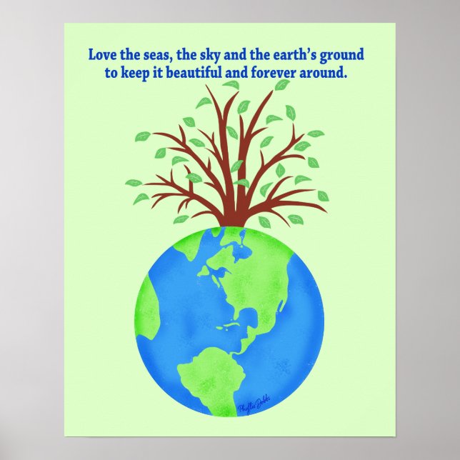 Affiches L'amour et sauver la Terre L'art pour l'environnem (Devant)