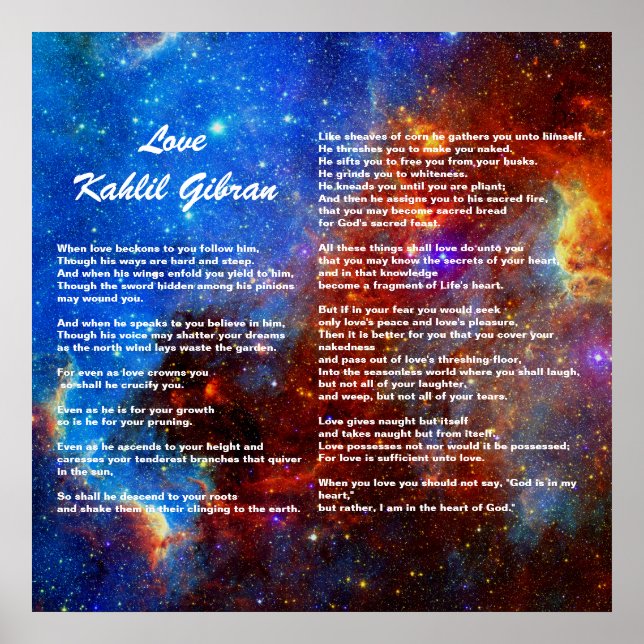 Affiches L'amour par Kahlil Gibran (Devant)