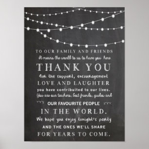 Affiches Lampes à cordes Chalkboard - merci mariage
