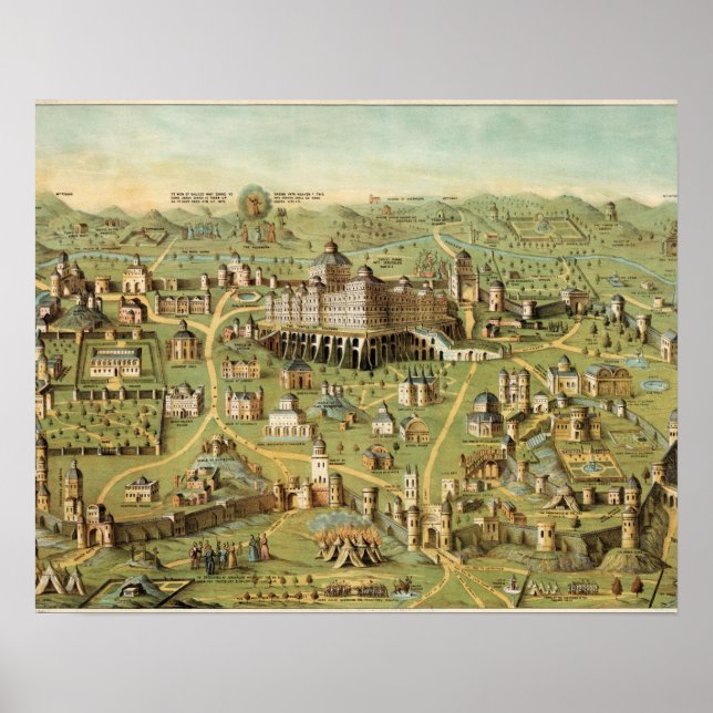 Affiches L'ancienne ville de Jérusalem avec le temple Salom (Devant)