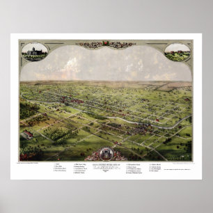 Affiches Lansing, carte panoramique de MI - 1866