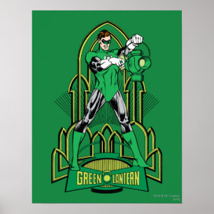 Affiches Lanterne verte sur arrière - plan décoratif