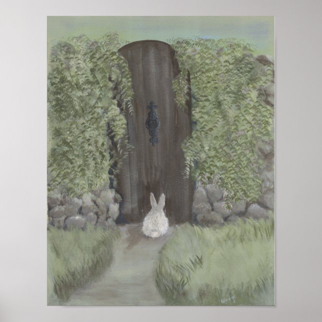 Affiches Lapin à la porte - Imprimer (Devant)