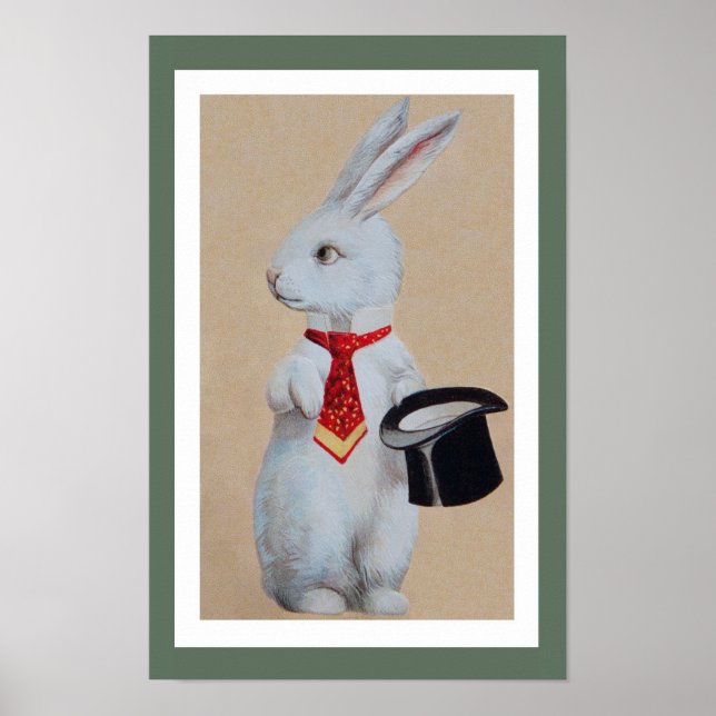 Affiches Lapin blanc avec Tophat (Devant)