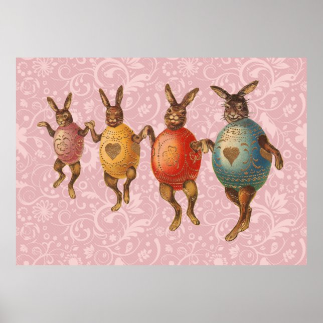 Affiches Lapin de Pâques Œufs Dansants (Devant)