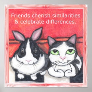 Affiches Lapin lapin et Tuxedo amis de chat