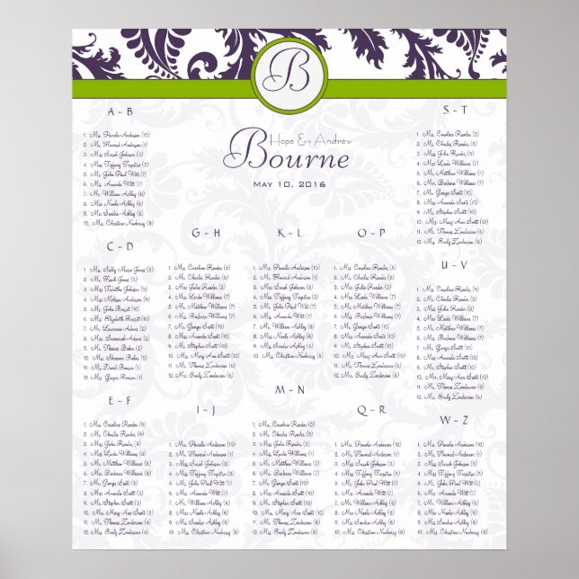 Affiches Lapis Purple Damask Vert Siège Graphique 12 Tablea (Devant)