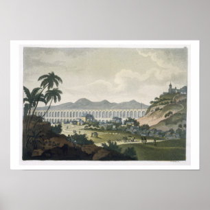 Affiches L'aqueduc de Rio de Janeiro (gravure en couleur)