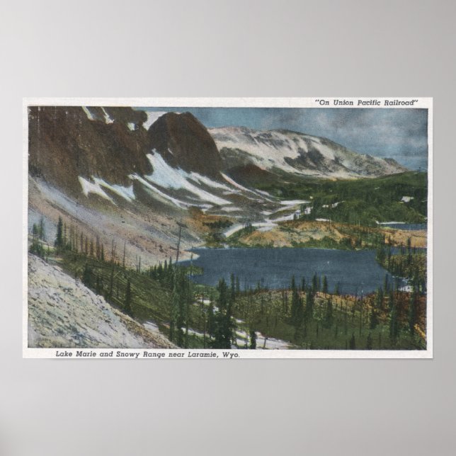 Affiches Laramie, WY - Lac Marie et Snowy Range sur Unio (Devant)