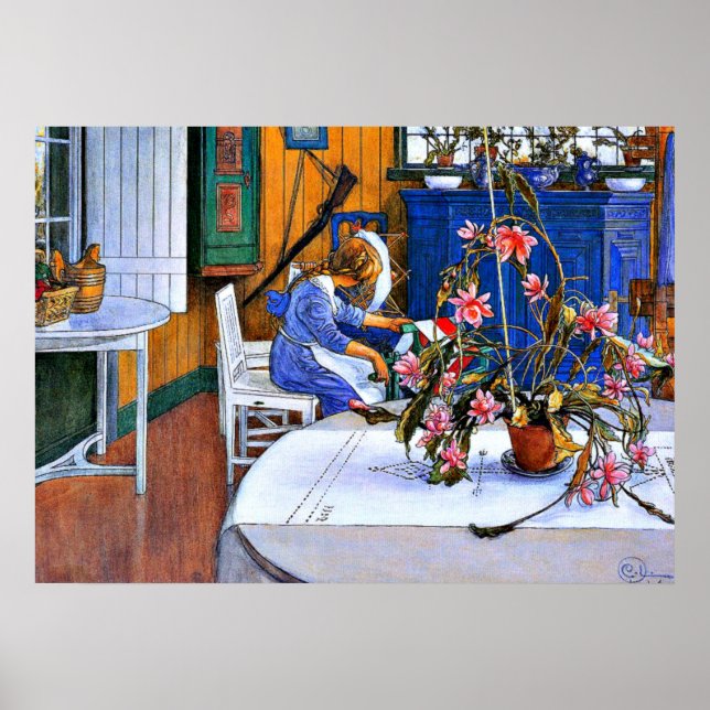 Affiches Larsson : Intérieur avec un cactus (Devant)