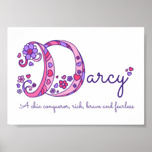 Affiches L'art de gribouillage du nom initial D de Darcy, s