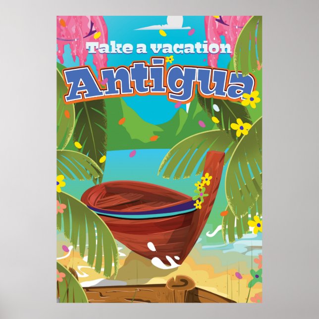 Affiches L'art de l'affiche de voyage d'Antigua Island. (Devant)