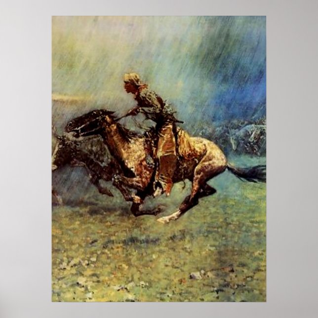 Affiches L'art occidental de Frederic Remington “La Débanda (Devant)