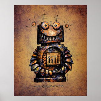 Affiches L'art robotique de l'enfant rusté et rusté