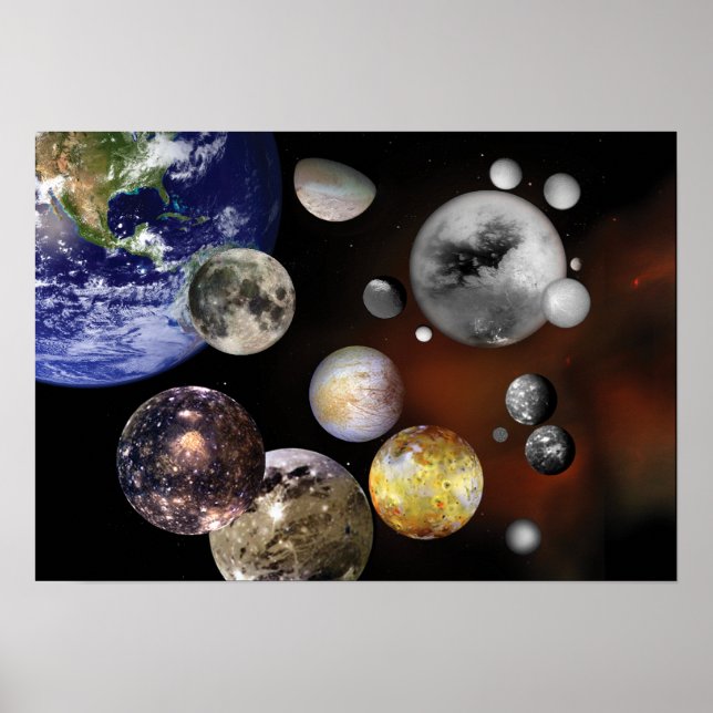 Affiches L'art spatial de plusieurs lunes NASA (Devant)
