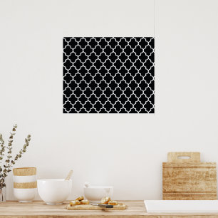 Affiches Latticwork Noir Et Blanc, Quatrefoil, Trellis