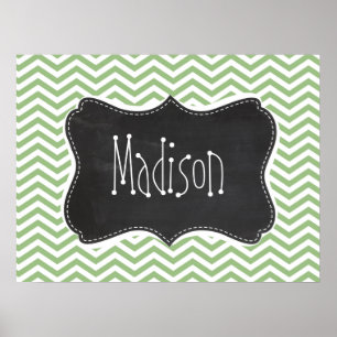 Affiches Laurel Green Chevron Stripes; Chalkboard look