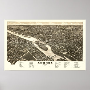 Affiches L'aurore, carte panoramique de l'IL - 1882
