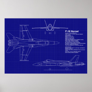 Affiches L'avion Blueprints le frelon F-18 de  