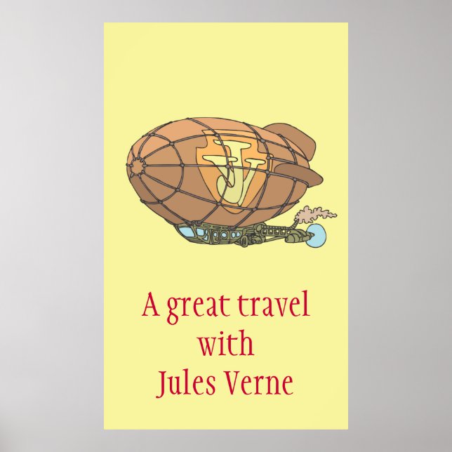 Affiches L'avion "steampunk" Jules Verne (Devant)