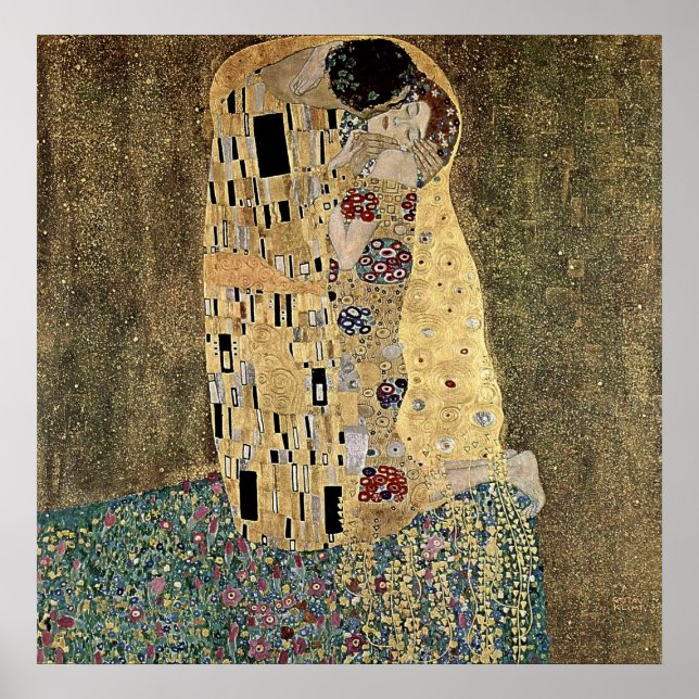 Affiches Le baiser de Gustav Klimt (vers 1908) (Devant)