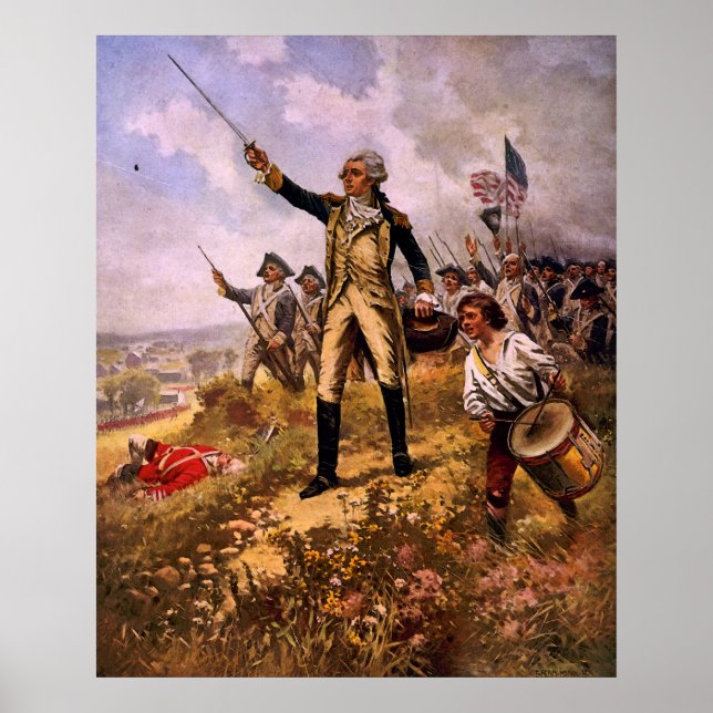 Affiches Le baptême du feu de Lafayette par E. Percy Moran (Devant)